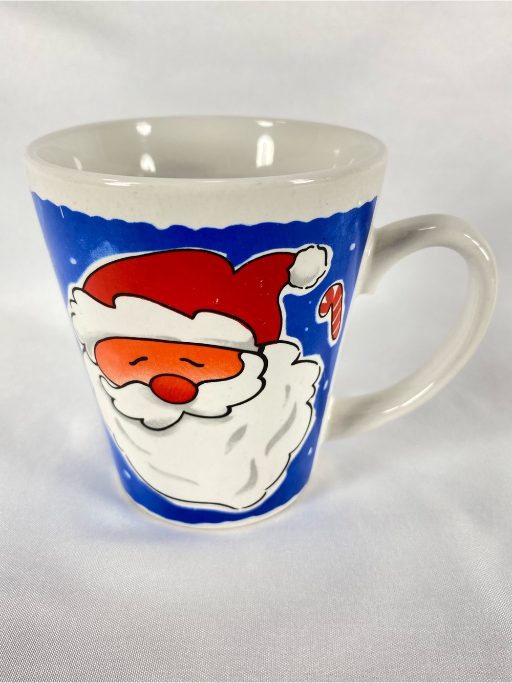 Vintage Blushing Santa Ceramic Face Coffee Mug 3D Retro Holiday Kitsch 4"